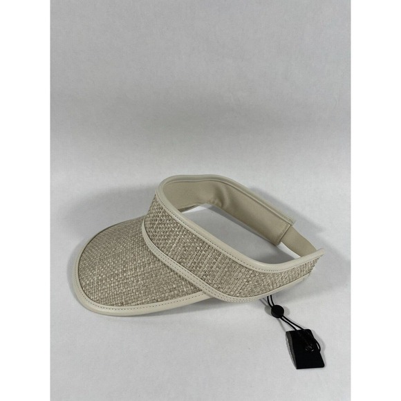 Rag and Bone Leather-Trimmed Straw Visor Ivory/white With Cow leather. - Picture 2 of 6